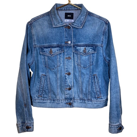 Embroider Denim Jacket Flamingos Size Medium BDG - Picture 2 of 10